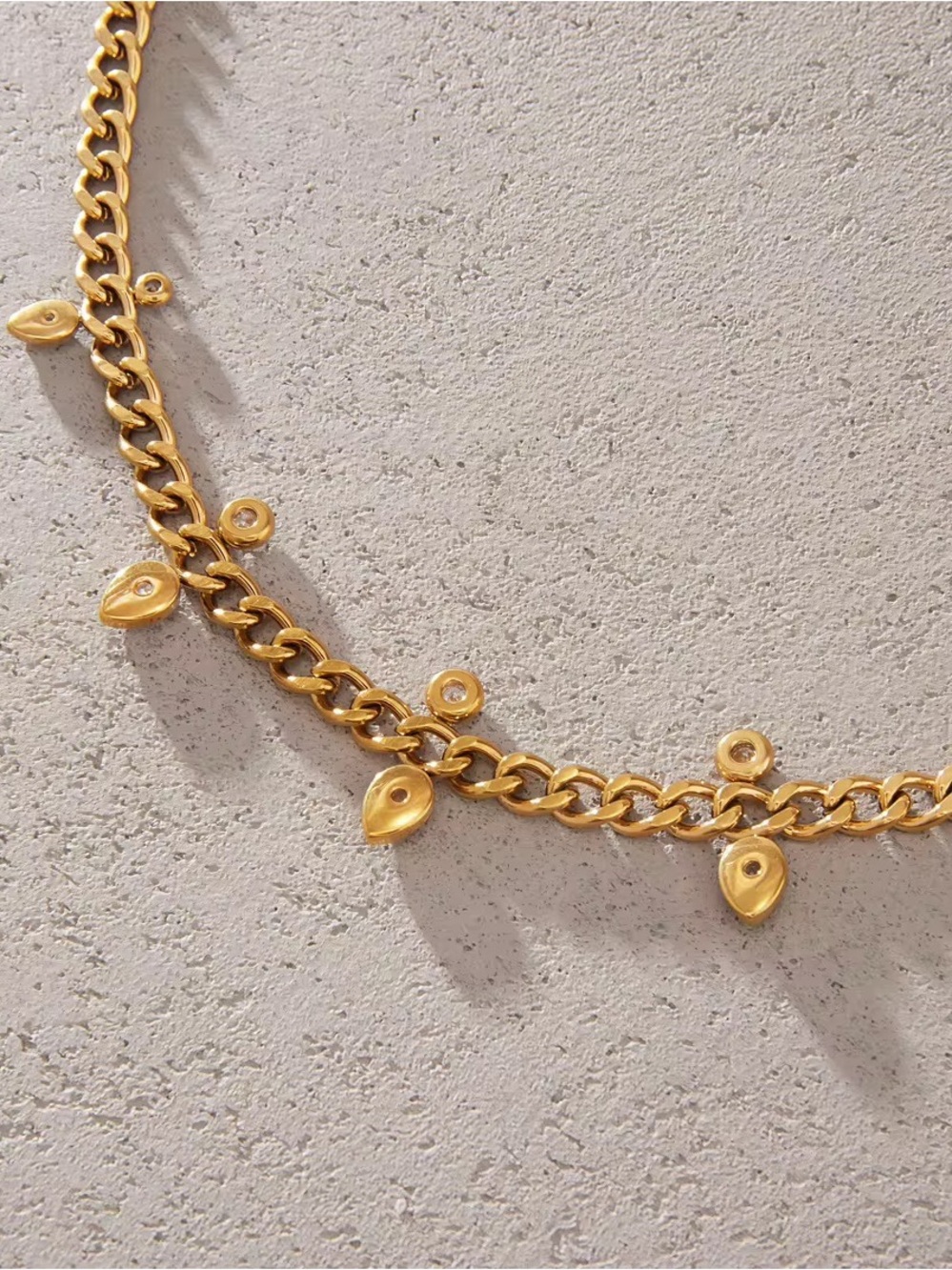 18K Gold Plated Cubic Zirconia Teardrop Charm Necklace - Picture 8 of 10